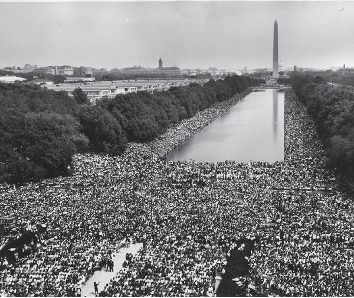 Vista del National Mall hacia el Monumento a Washington durante la Marcha de 1963 en Washington por el Trabajo y la Libertad.